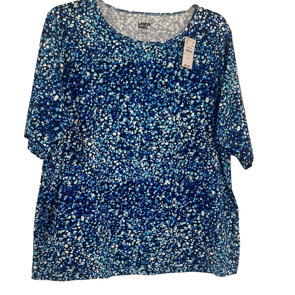 Lands' End Tops - Lands' End 1X Rash Guard Blue Pit to Pit 24” NEW WITH TAGS Short Sleeves